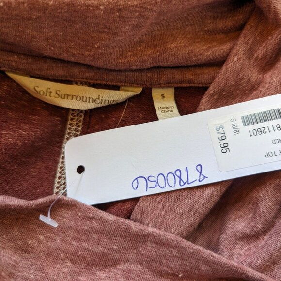 Soft Surroundings long sleeve Brinley brick colored cowl neck buttons tunic S - Picture 6 of 8